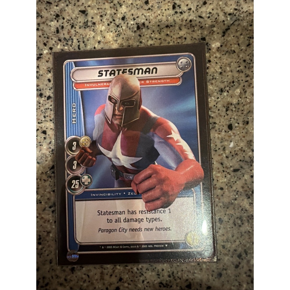 City of Heroes CCG Statesman Preview Cardβ TCG